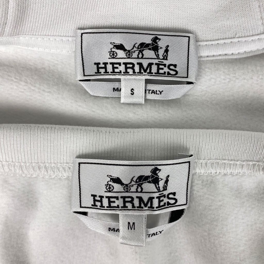 エルメス フーデッド ジップアップ パーカー セットアップ ランH ジャージ ハーフパンツ ショートパンツ 綿 ホワイト グレー メンズ 【中古】 brapp