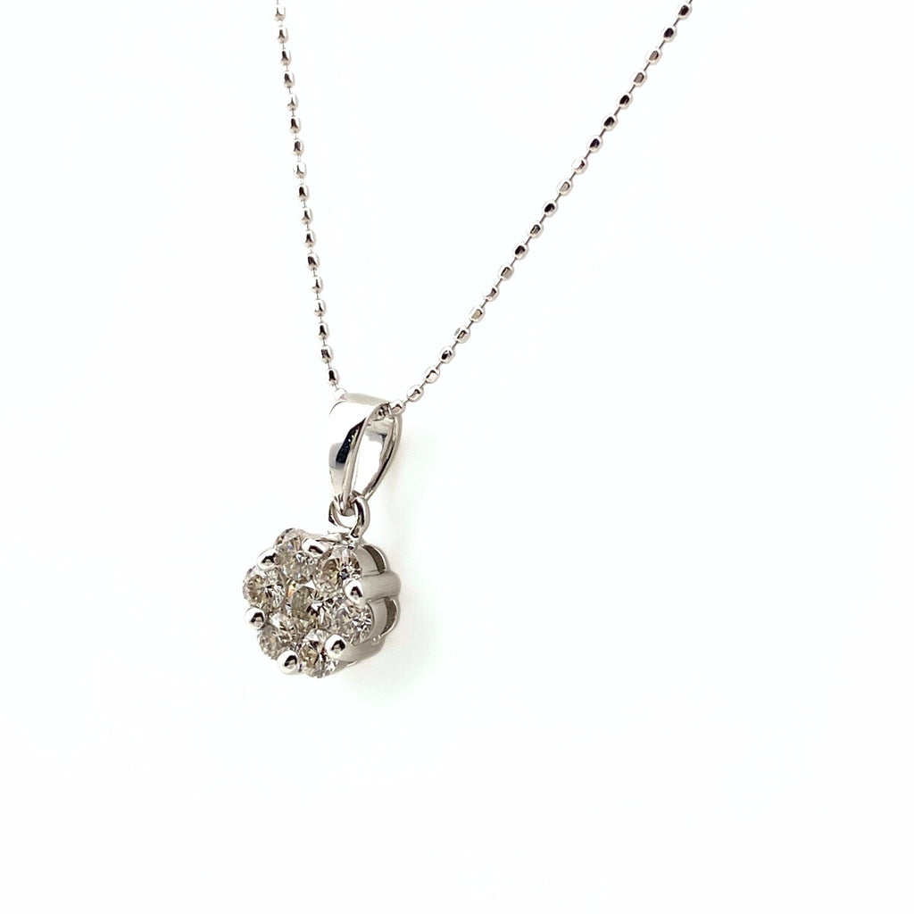 フラワーモチーフ デザインネックレス WG ホワイトゴールド ペンダント メレダイヤ 花 ネックレス K18 WG ダイヤモンド レディース 【中古】nbjwl