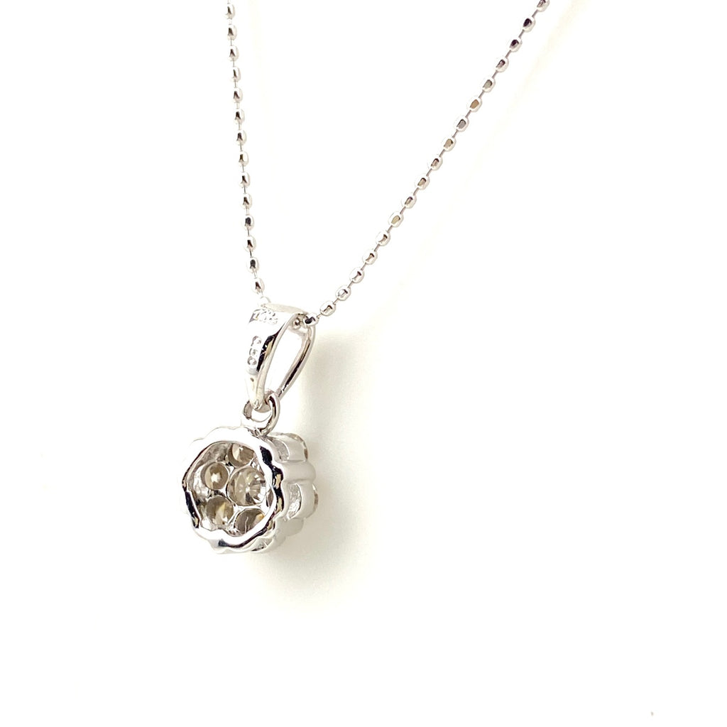 フラワーモチーフ デザインネックレス WG ホワイトゴールド ペンダント メレダイヤ 花 ネックレス K18 WG ダイヤモンド レディース 【中古】nbjwl