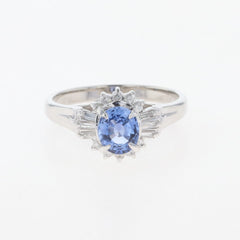 サファイア デザインリング プラチナ 指輪 メレダイヤ リング 11.5号 Pt900 サファイア ダイヤモンド レディース 【中古】nbjwl