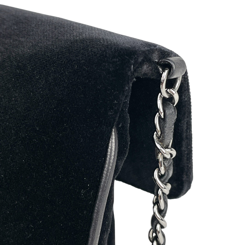 シャネル 2.55ライン チェーン ショルダーバッグ クラッチバッグ スエード ブラック レディース 【中古】brbag