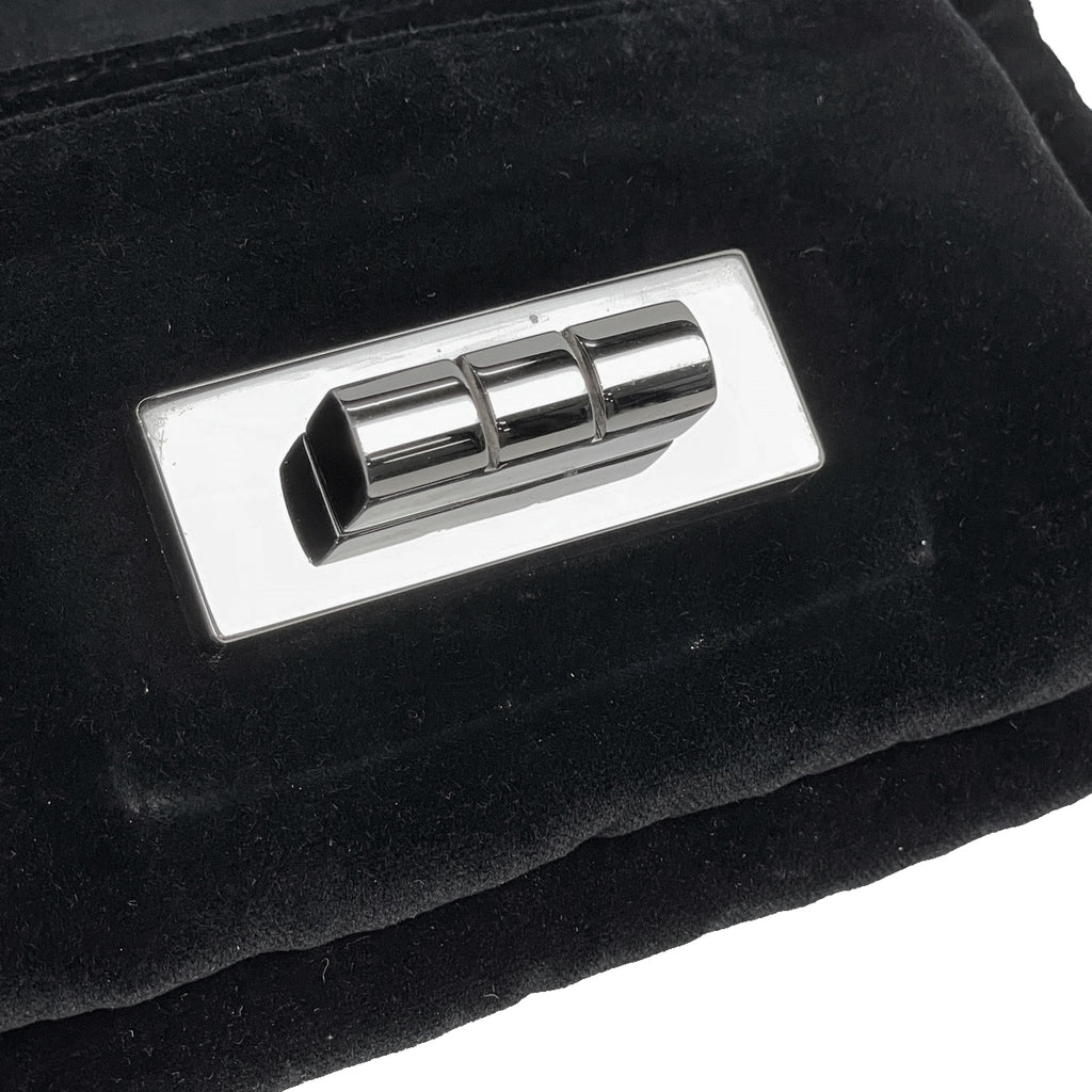 シャネル 2.55ライン チェーン ショルダーバッグ クラッチバッグ スエード ブラック レディース 【中古】brbag