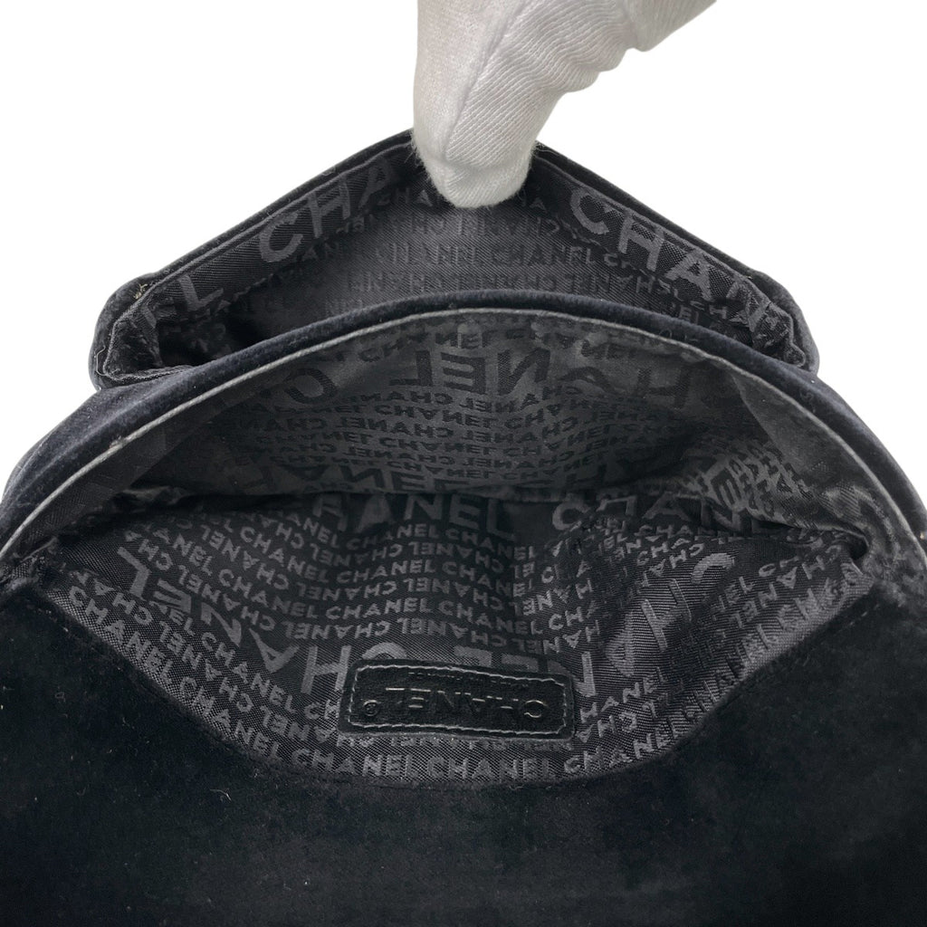 シャネル 2.55ライン チェーン ショルダーバッグ クラッチバッグ スエード ブラック レディース 【中古】brbag