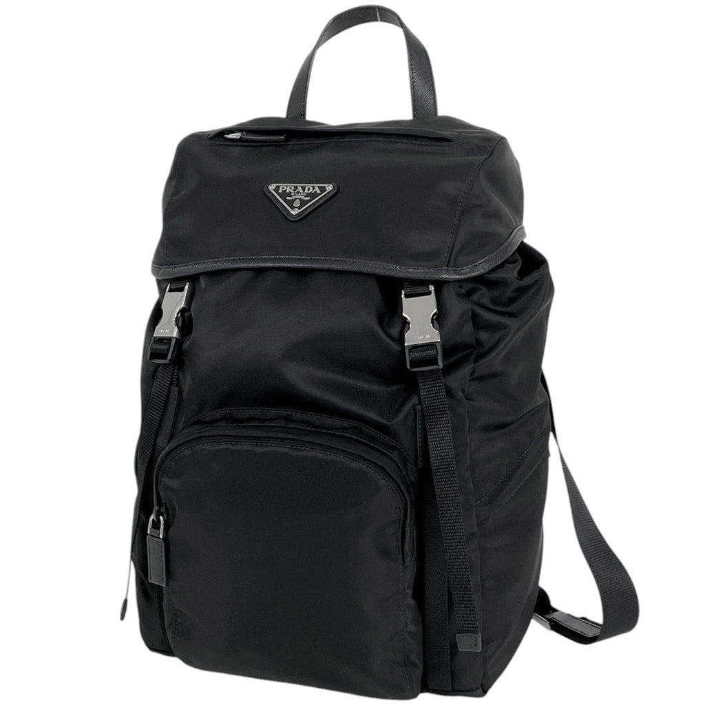 プラダ ロゴプレート リュックサック バッグパック デイパック リュック テスートナイロン ネロ(ブラック) 1BZ039 レディース 【中古】