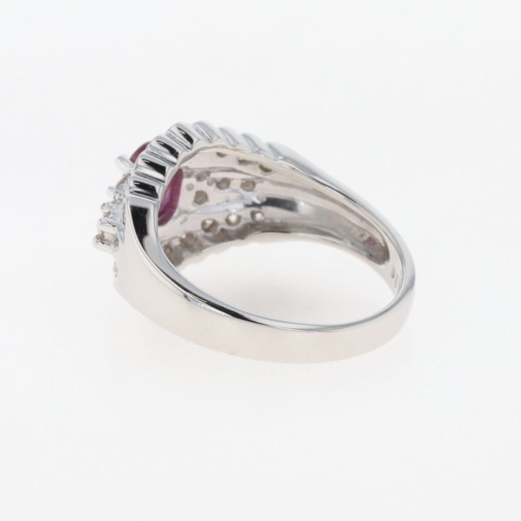ルビー デザインリング プラチナ 指輪 メレダイヤ リング 12号 Pt900 ルビー ダイヤモンド レディース 【中古】nbjwl