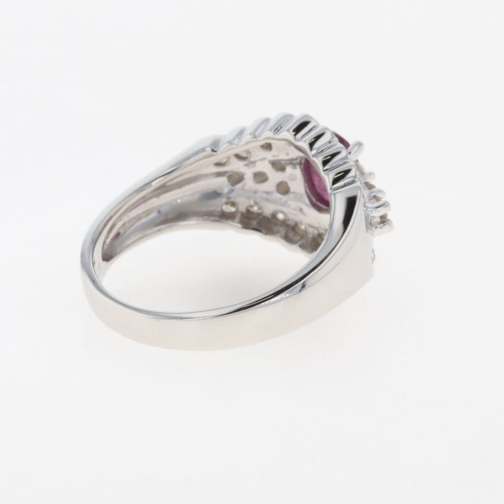 ルビー デザインリング プラチナ 指輪 メレダイヤ リング 12号 Pt900 ルビー ダイヤモンド レディース 【中古】nbjwl