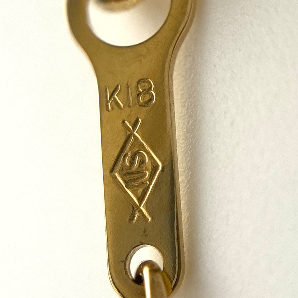 エンジェルモチーフ デザインネックレス YG イエローゴールド ペンダント 天使 ネックレス K18 ダイヤモンド レディース 【中古】nbjwl