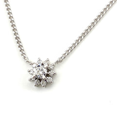 フラワーモチーフ デザインネックレス プラチナ ペンダント メレダイヤ 花 ネックレス Pt850 ダイヤモンド レディース 【中古】nbjwl