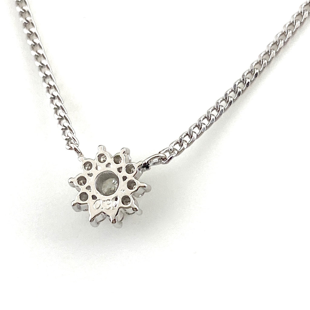 フラワーモチーフ デザインネックレス プラチナ ペンダント メレダイヤ 花 ネックレス Pt850 ダイヤモンド レディース 【中古】nbjwl