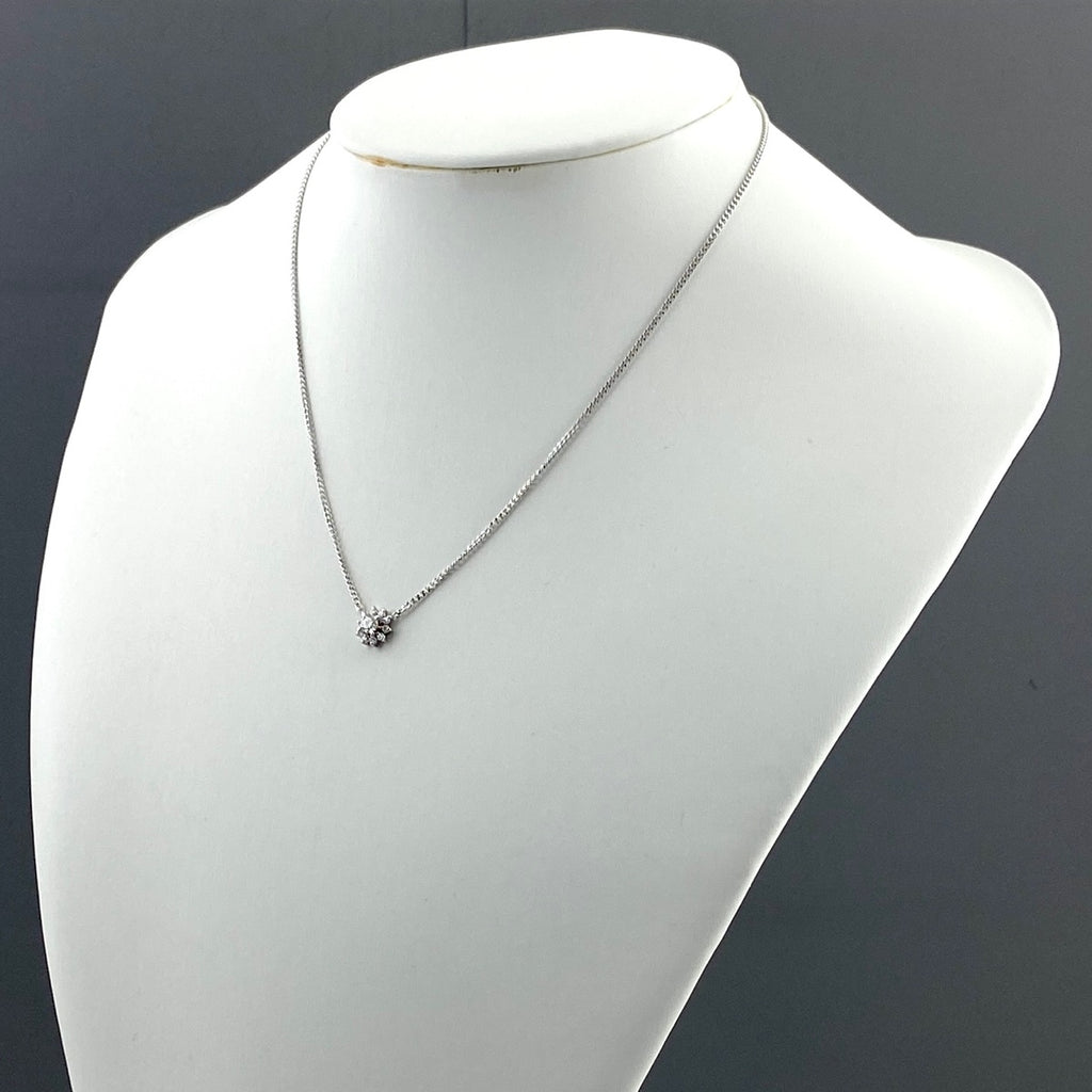 フラワーモチーフ デザインネックレス プラチナ ペンダント メレダイヤ 花 ネックレス Pt850 ダイヤモンド レディース 【中古】nbjwl