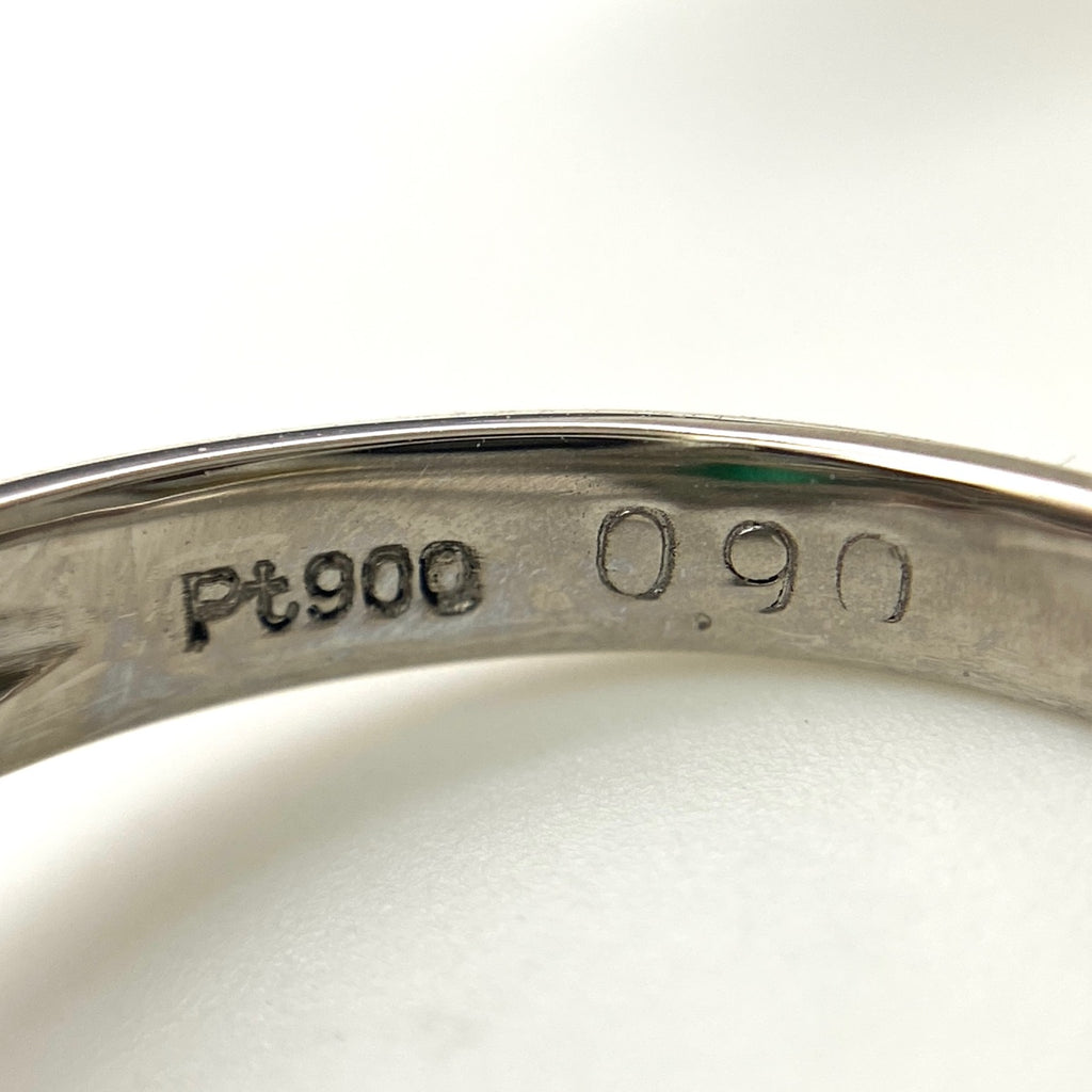 エメラルド デザインリング プラチナ メレダイヤ 指輪 リング 8.5号 Pt900 エメラルド ダイヤモンド レディース 【中古】nbjwl
