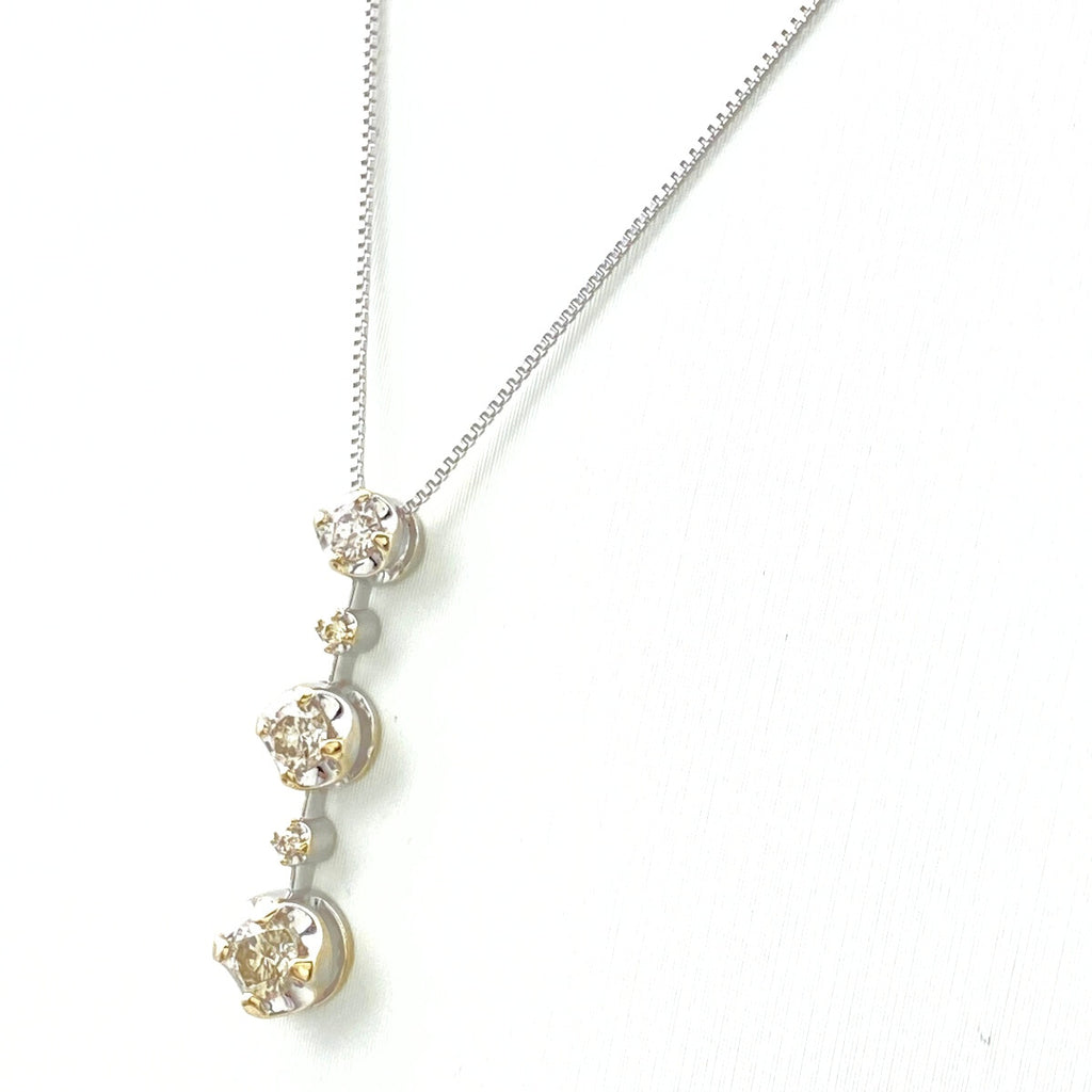 メレダイヤ デザインネックレス WG ホワイトゴールド ペンダント ネックレス K18 WG ダイヤモンド レディース 【中古】nbjwl