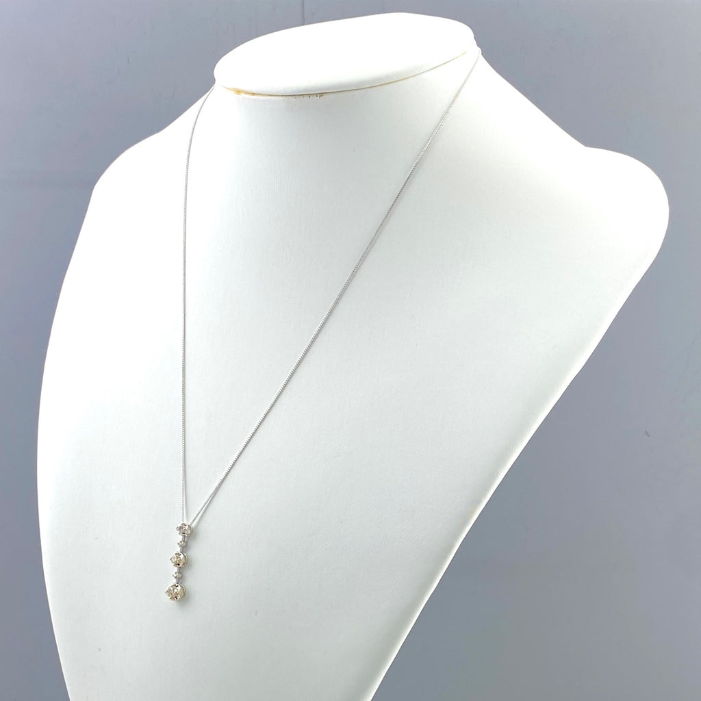 メレダイヤ デザインネックレス WG ホワイトゴールド ペンダント ネックレス K18 WG ダイヤモンド レディース 【中古】nbjwl