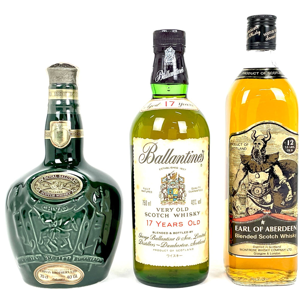 3本 シーバスブラザーズ バランタイン アール・オブ・アバディーン スコッチ 750ml ウイスキー セット 【古酒】