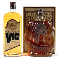 【東京都内限定お届け】 2本 メルシャン Mercian 三楽オーシャン VIC グロリアオーシャン シップボトル クリア 760ml ウイスキー セット 【古酒】 liqbb