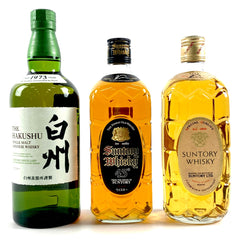 【東京都内限定お届け】 3本 サントリー SUNTORY 白州 シングルモルト ジャパニーズ 黒角 角瓶 金花 7--ml ウイスキー セット 【古酒】 liqbb