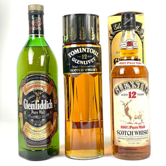 3本 グレンフィディック GLEN STAG TOMINTOUL GLENLIVET スコッチ 1000ml ウイスキー セット 【古酒】
