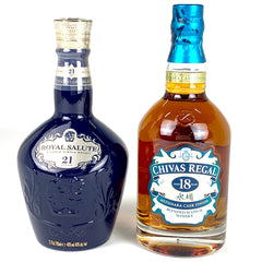 2本 シーバスブラザーズ CHIVAS BROTHERS シーバスリーガル 18年 ミズナラ ロイヤルサルート 21年 シグネチャーブレンド 青陶器 700ml ウイスキー セット 【古酒】liqbb
