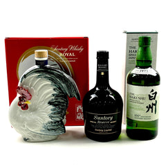 【東京都内限定お届け】 3本 サントリー SUNTORY ローヤル 干支陶器ボトル 酉 1993 スペシャルリザーブ 白州蒸留所 100周年記念ボトル  ウイスキー セット 【古酒】liqbb