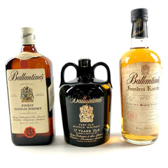3本 バランタイン Ballantines ファイネスト 旧 17年 陶器 黒 ファウンダーズ 1827 スコッチ 750ml ウイスキー セット 【古酒】