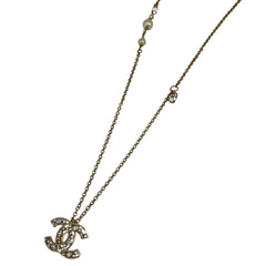 シャネル ココマーク フェイクパール ネックレス CCマーク ラインストーン ネックレス GP ゴールド レディース 【中古】bracc