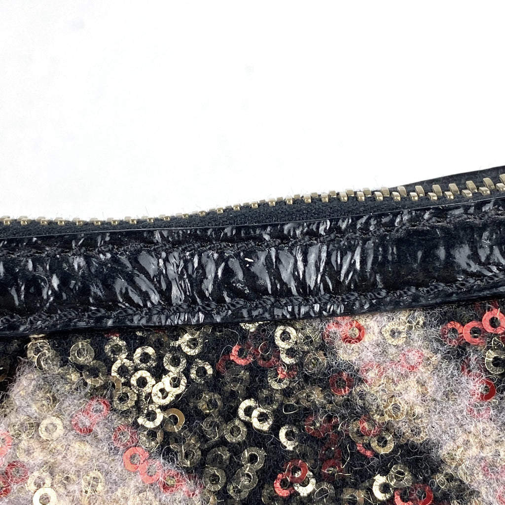 フェンディ ロゴ アクセサリーポーチ ズッカ柄 スパンコール アクセサリーポーチ ファブリック ブラック 8BR594 レディース 【中古】brbag