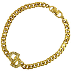 クリスチャンディオール ロゴ ラインストーン ブレスレット CD 腕輪 ブレスレット GP ゴールド レディース 【中古】bracc