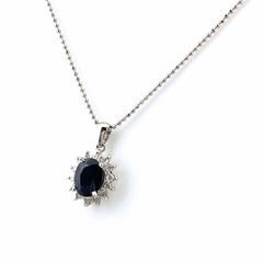 サファイア デザインネックレス プラチナ ペンダント メレダイヤ ダイヤモンド ネックレス Pt900 Pt850 サファイア レディース 【中古】nbjwl