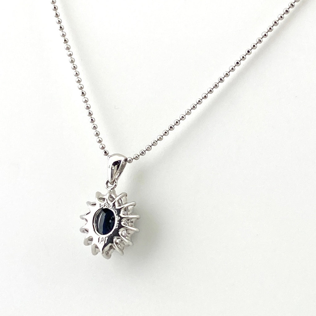 【在庫一掃】 サファイア デザインネックレス プラチナ ペンダント メレダイヤ ダイヤモンド ネックレス Pt900 Pt850 サファイア レディース 【中古】nbjwl