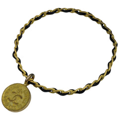 シャネル ココマーク バングル 腕輪  バングル GP レザー ゴールド ブラック レディース 【中古】bracc