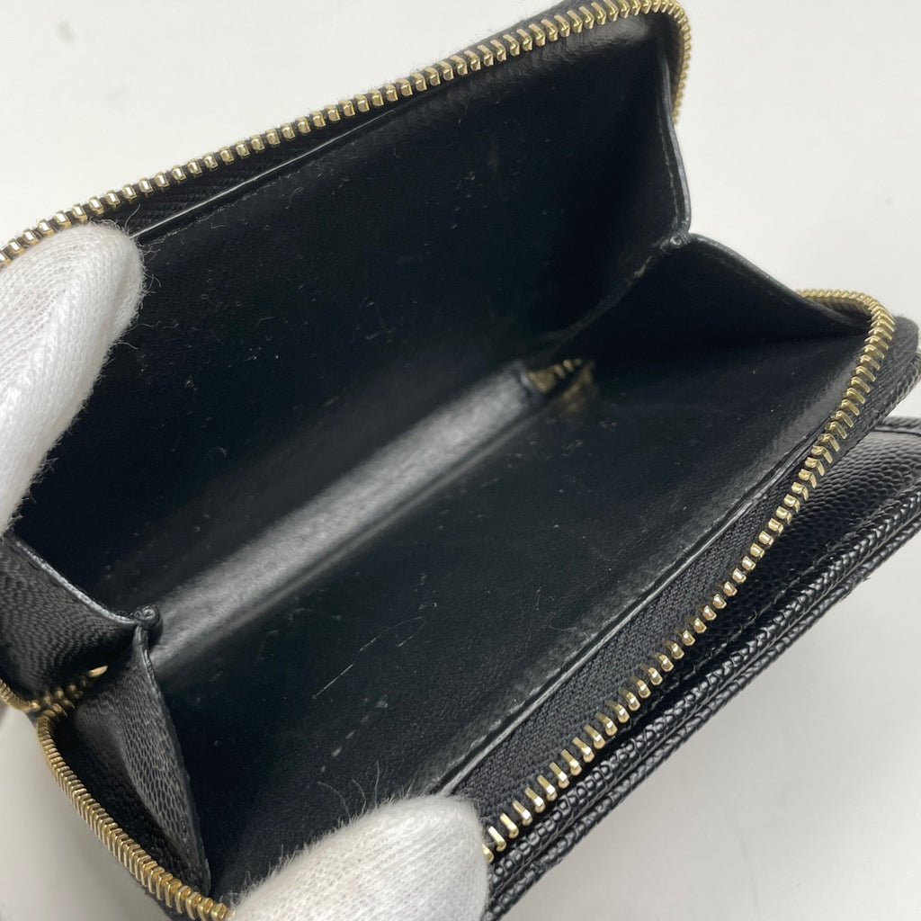 イヴ・サンローラン モノグラム コンパクト ジップアラウンド ウォレット ラウンドファスナー 二つ折り財布 レザー ブラック 403723 レディース 【中古】brbag