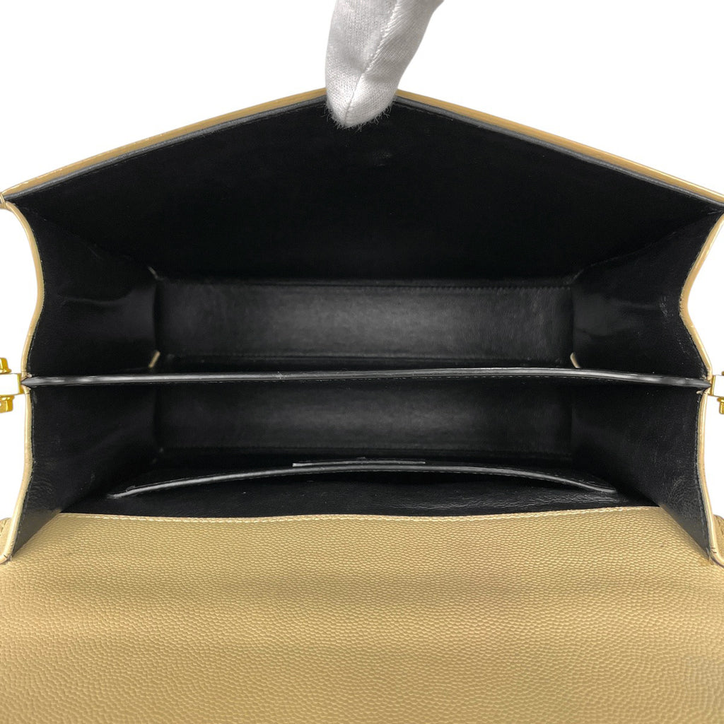 イヴ・サンローラン カサンドラ トップハンドル ミディアム 2WAY ショルダーバッグ ハンドバッグ レザー ベージュ 623931 レディース 【中古】brbag