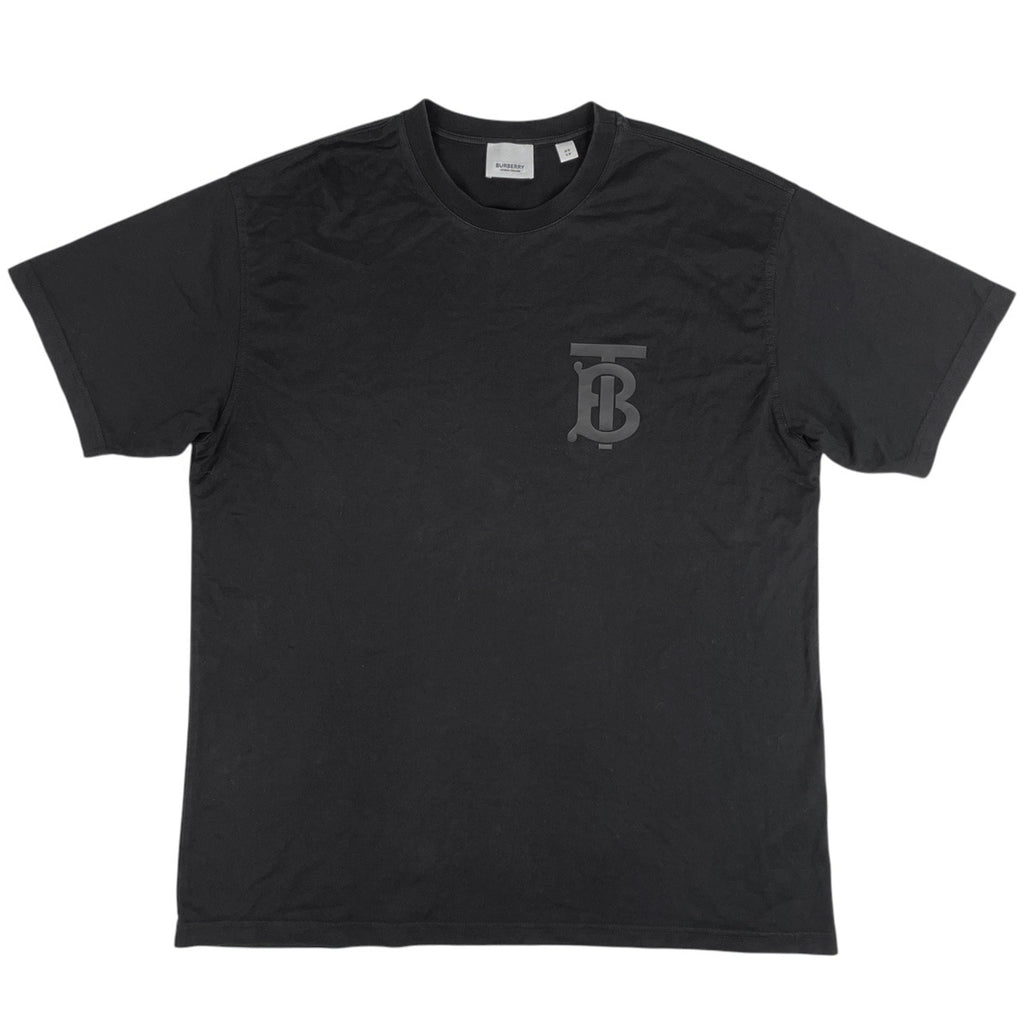 バーバリー TBロゴ Tシャツ クルーネック トップス 半袖Ｔシャツ コットン ブラック メンズ 【中古】brapp