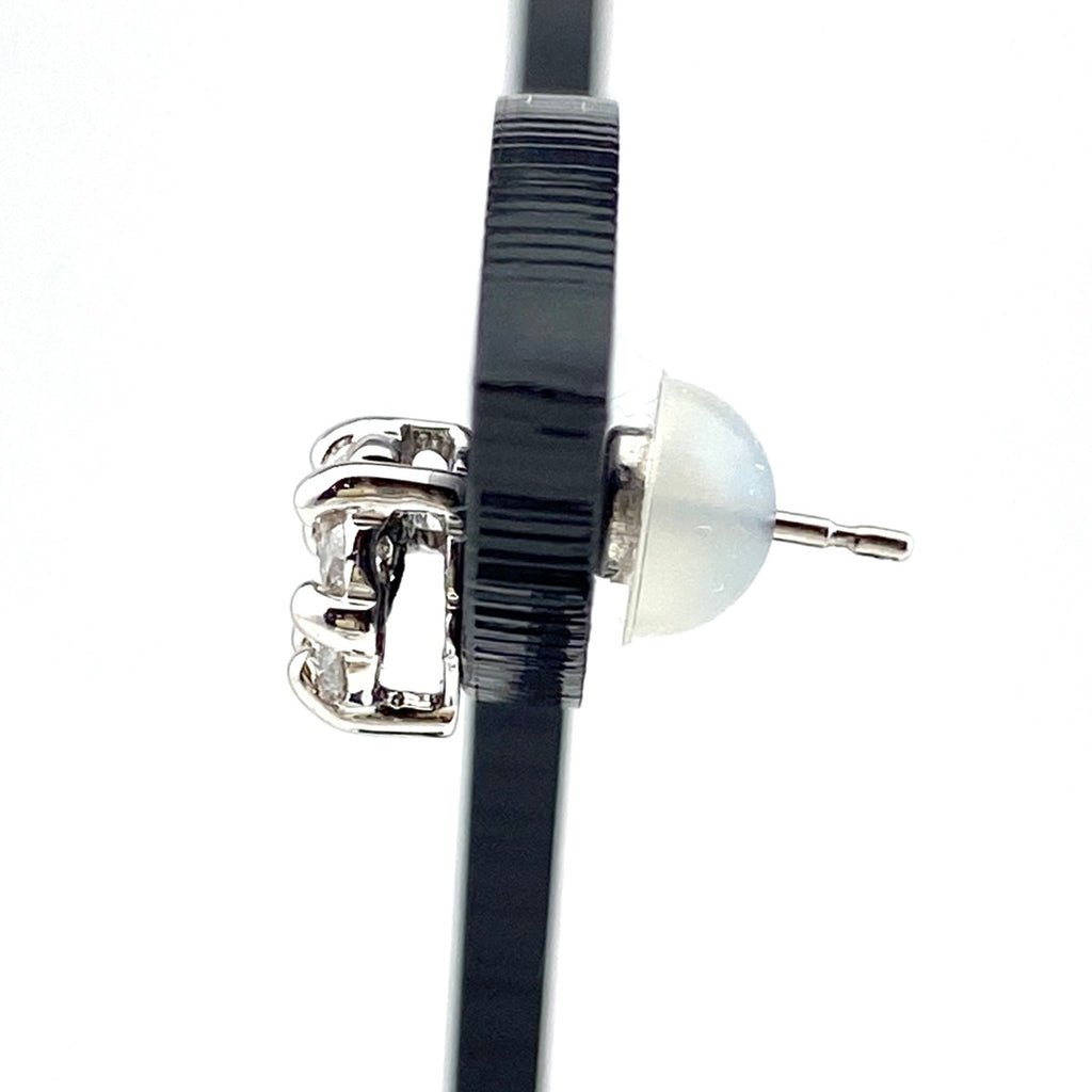 フラワーモチーフ デザインピアス WG ホワイトゴールド プラチナ メレダイヤ 花 ダイヤモンド ピアス K18 WG Pt900 レディース 【中古】nbjwl