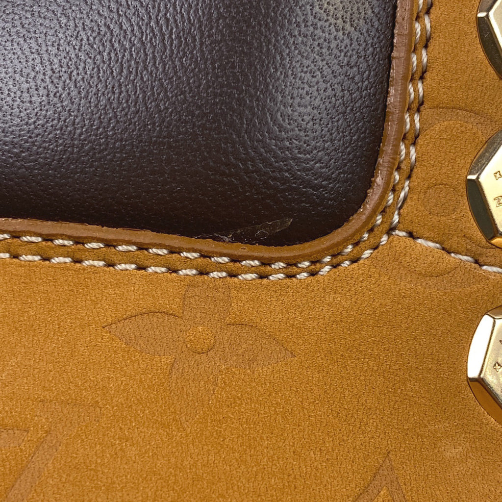 ルイ・ヴィトン 6インチ アンクルブーツ Timberland モノグラム エンボスド  靴 ショートブーツ レザー ベージュ メンズ 【中古】brapp