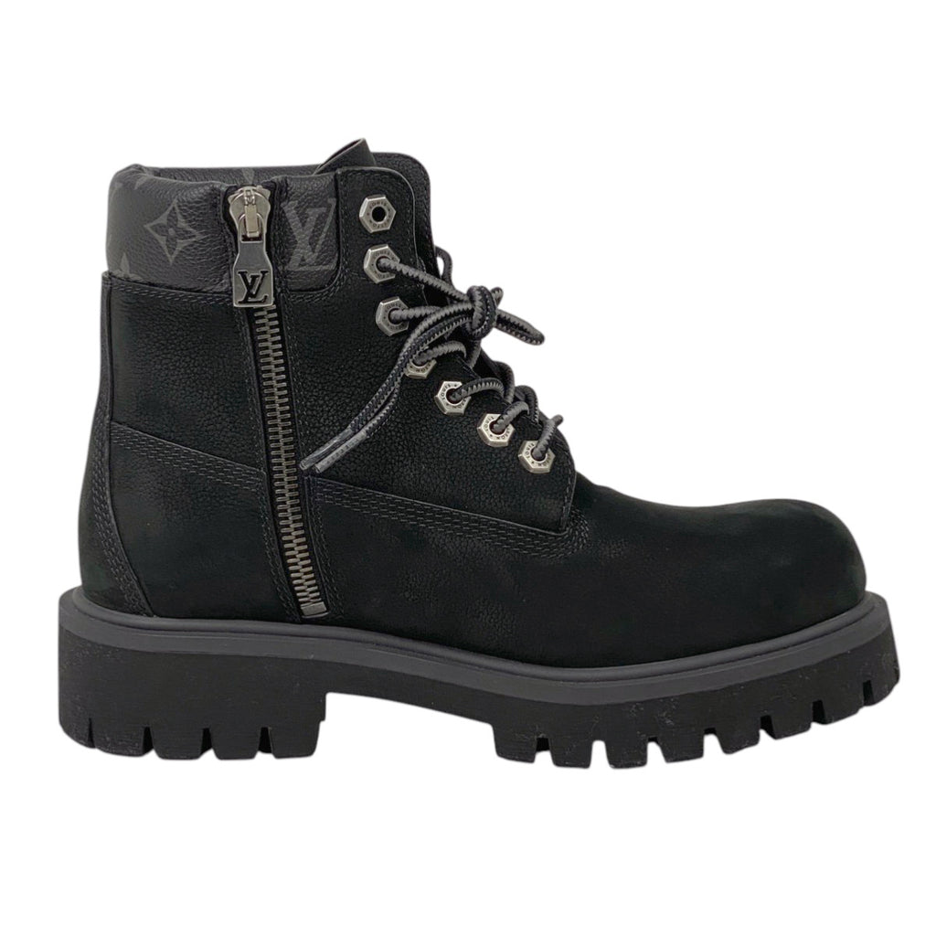 ルイ・ヴィトン 6インチ アンクル ブーツ Timberland モノグラムエクリプス サイドジップ 靴 ショートブーツ レザー ブラック メンズ 【中古】brapp