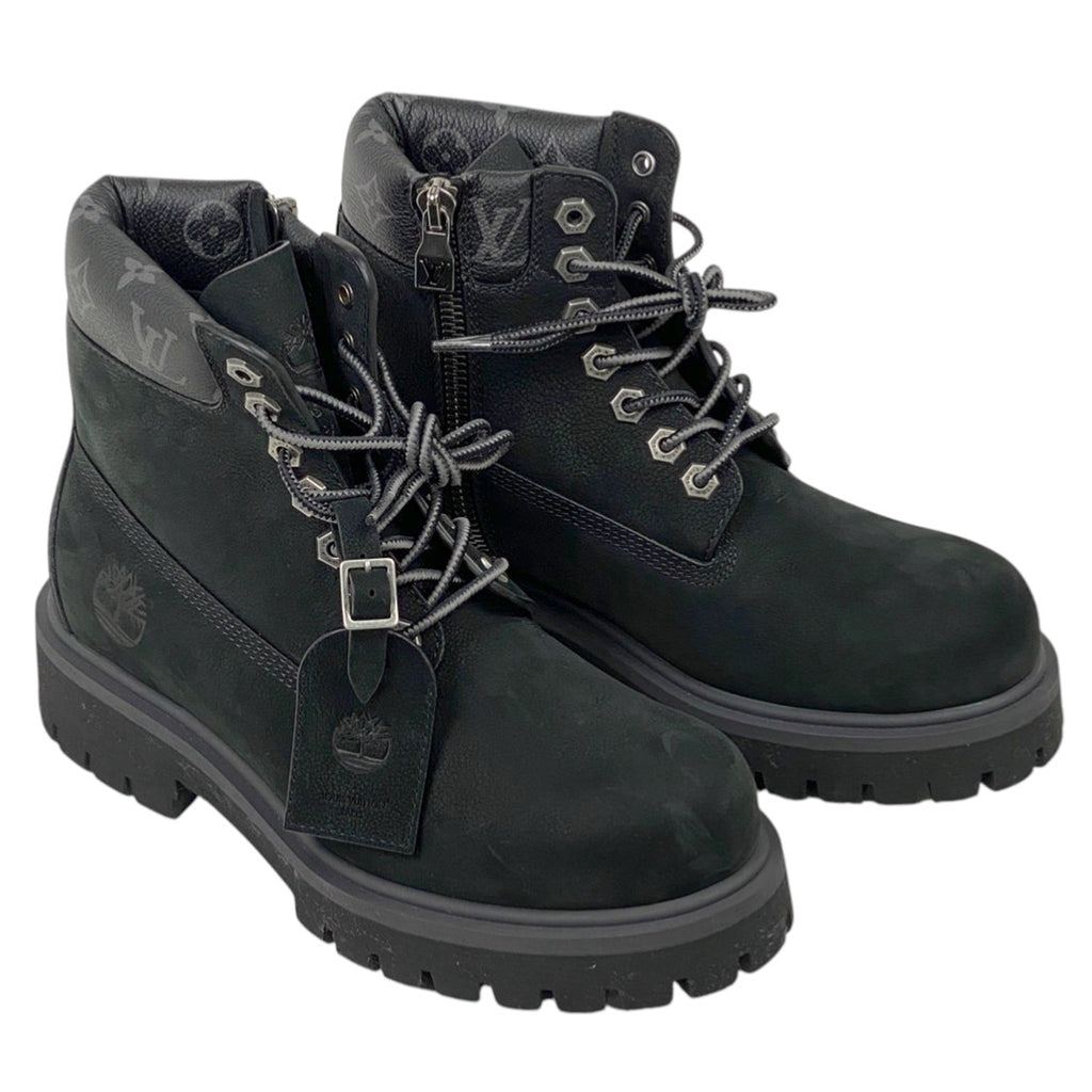ルイ・ヴィトン 6インチ アンクル ブーツ Timberland モノグラムエクリプス サイドジップ 靴 ショートブーツ レザー ブラック メンズ 【中古】brapp