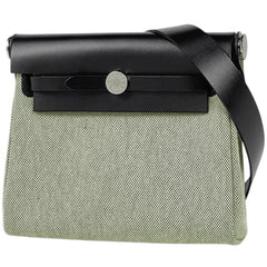 エルメス エールバッグ ジップ ミニ ルトゥルネ 斜め掛け ショルダーバッグ トワルアッシュ ヴェールモワイヤン ブラック レディース 【中古】brbag