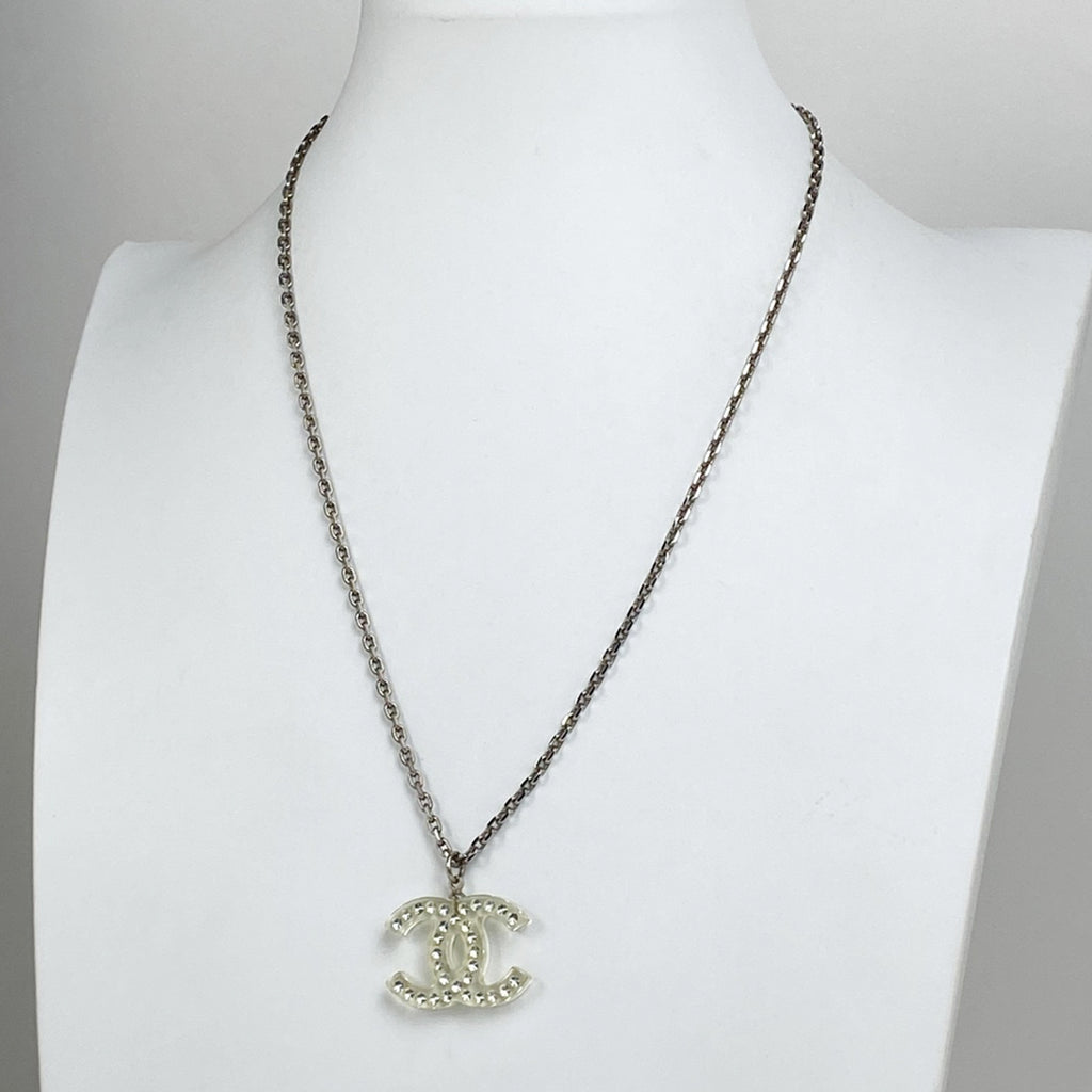 シャネル ココマーク クリアストーン ネックレス シルバーメッキ シルバー レディース 【中古】bracc