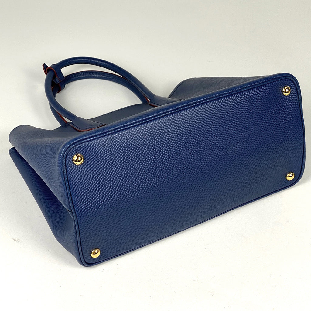 プラダ ロゴプレート トートバッグ 2WAY ショルダーバッグ トートバッグ レザー ブルー レディース 【中古】 brbag