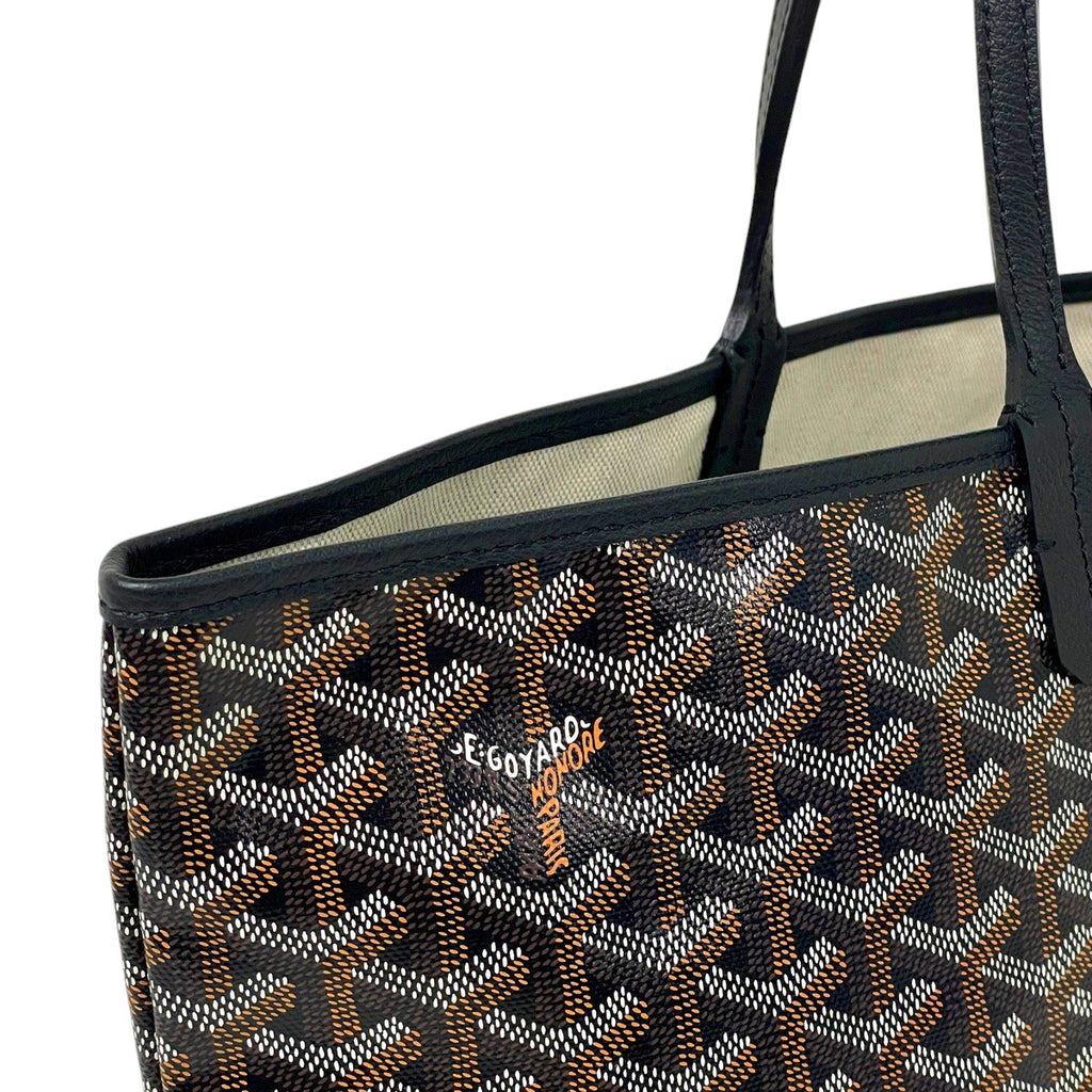 ゴヤール サン ルイ PM リバーシブル 肩掛け トートバッグ コーティングキャンバス ブラック レディース 【中古】 brbag