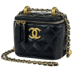シャネル ココマーク ミニ チェーン ショルダーバッグ マトラッセ ショルダーバッグ レザー ブラック レディース 【中古】brbag