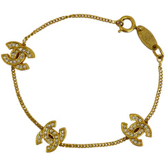 シャネル ココマーク ラインストーン ブレスレット CC トリプル ブレスレット GP ゴールド レディース 【中古】bracc