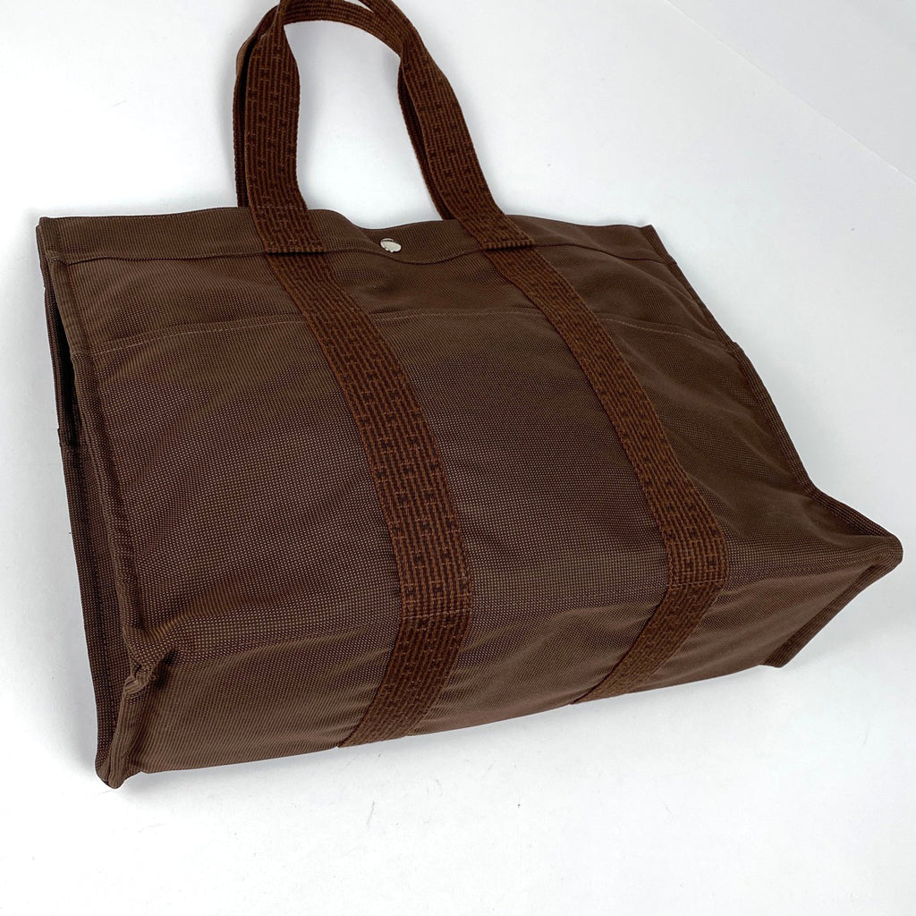 エルメス エールライン GM 肩掛け ハンドバッグ トートバッグ ナイロンキャンバス ブラウン レディース 【中古】brbag