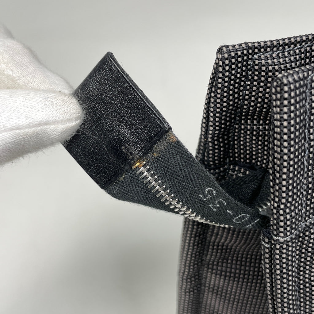 エルメス エールライン ポーチ MM クラッチバッグ セカンドバッグ 化粧ポーチ キャンバス グレー レディース 【中古】brbag