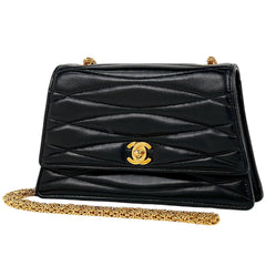 シャネル ココマーク チェーン ショルダーバッグ 斜め掛け ショルダーバッグ レザー ブラック レディース 【中古】brbag