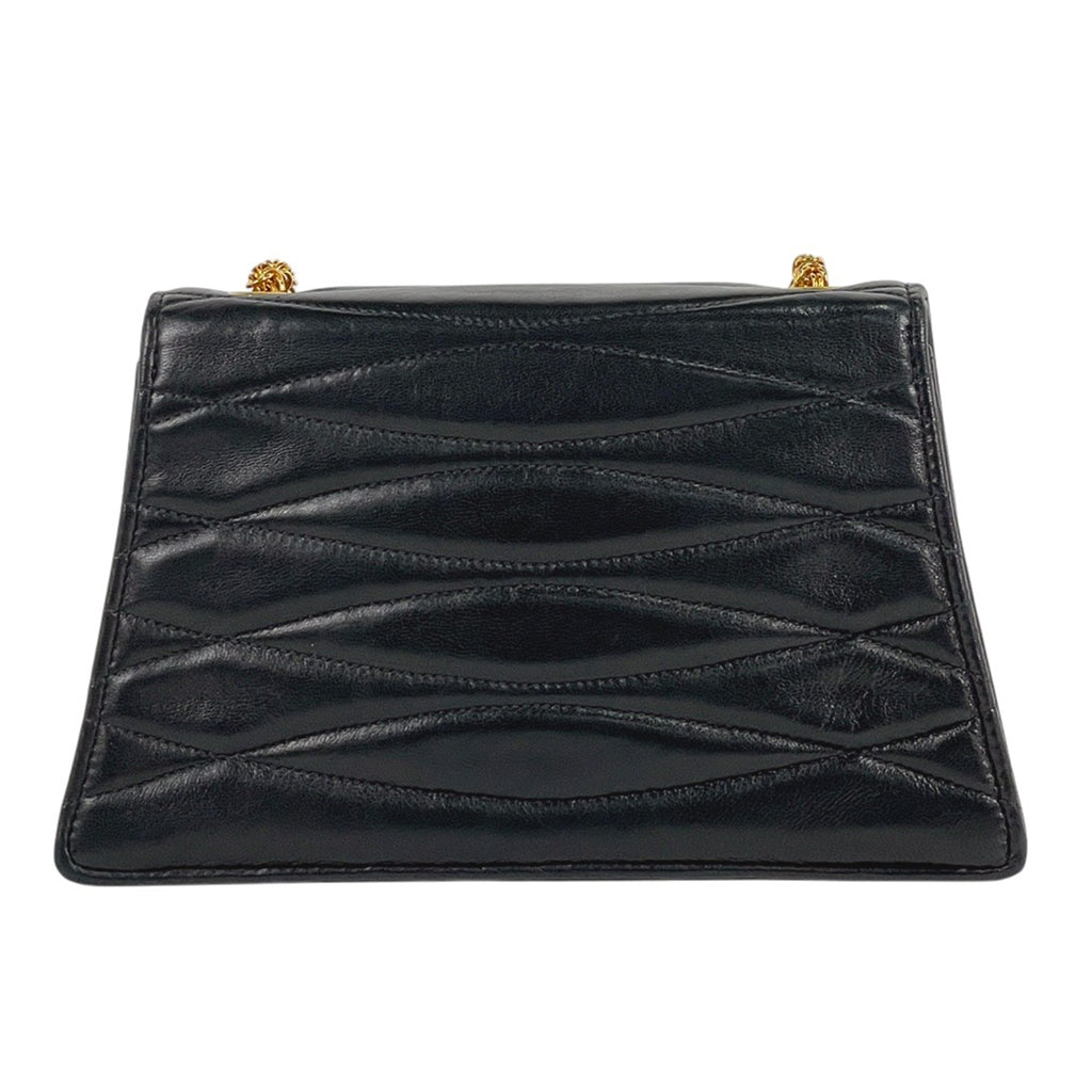 シャネル ココマーク チェーン ショルダーバッグ 斜め掛け ショルダーバッグ レザー ブラック レディース 【中古】brbag