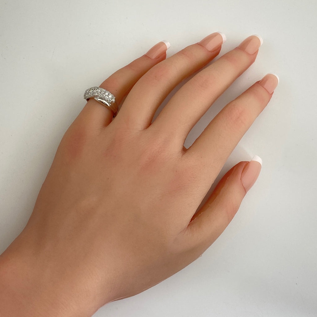 メレダイヤ デザインリング プラチナ 指輪 リング 10号 Pt900 ダイヤモンド レディース 【中古】nbjwl