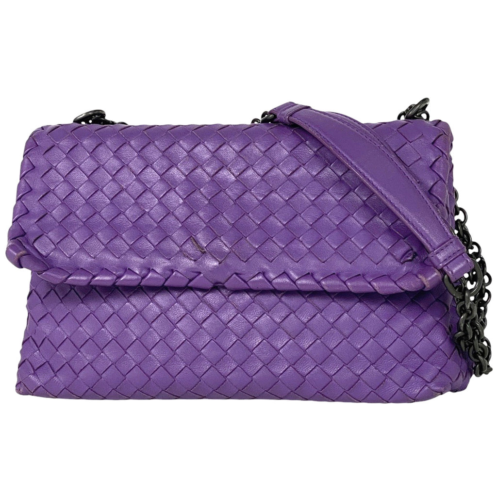 ボッテガヴェネタ イントレチャート チェーン ショルダーバッグ レザー パープル レディース 【中古】brbag