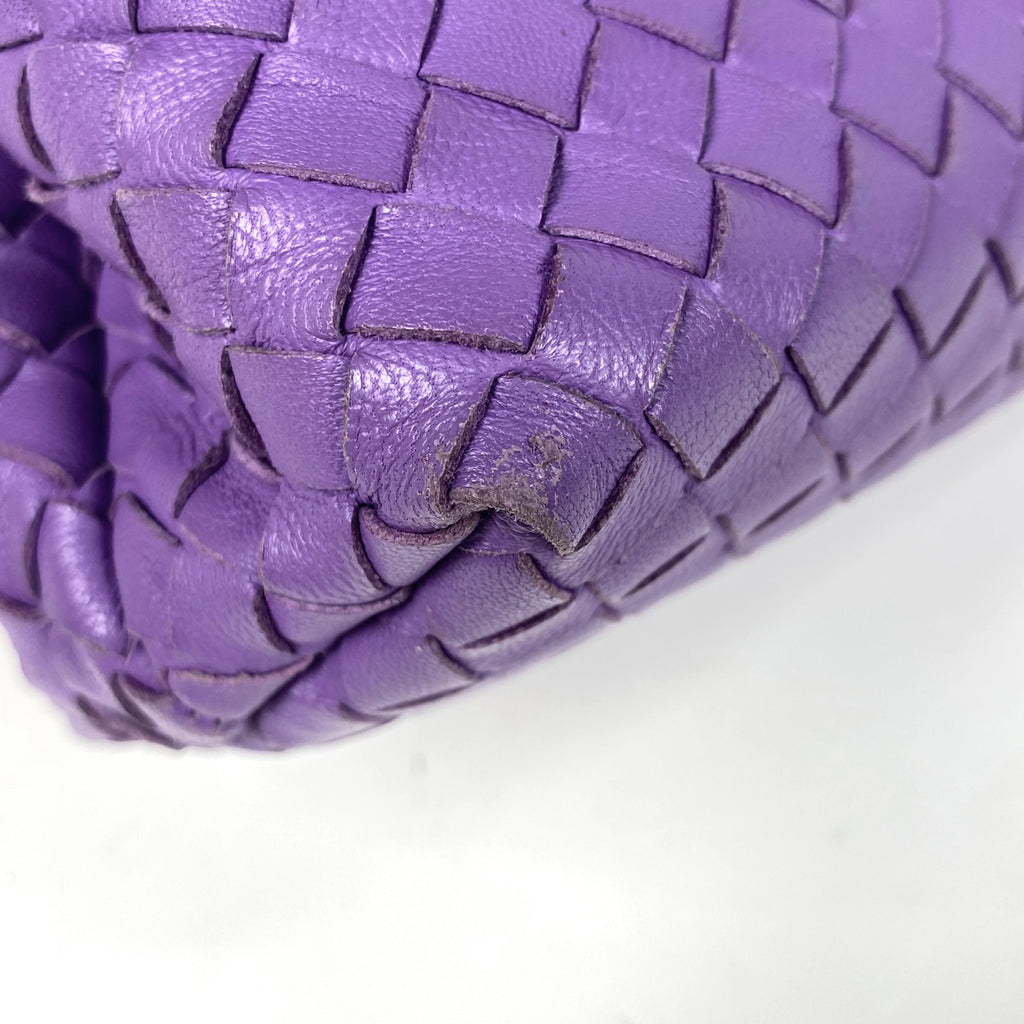 ボッテガヴェネタ イントレチャート チェーン ショルダーバッグ レザー パープル レディース 【中古】brbag